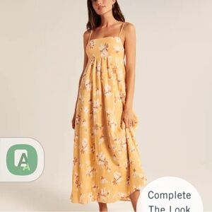 abercrombie and fitch floral yellow maxi dress